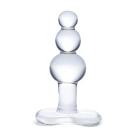 Glas Beaded Glass Butt Plug - 4 Inch Clear