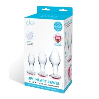 3 Piece Glas Heart Jewel Glass Anal Training Kit