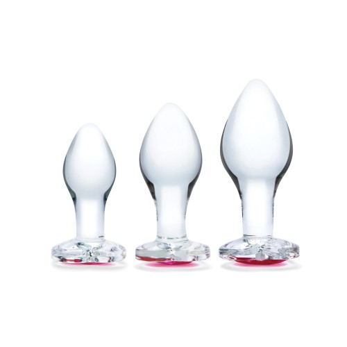 3 Piece Glas Heart Jewel Glass Anal Training Kit