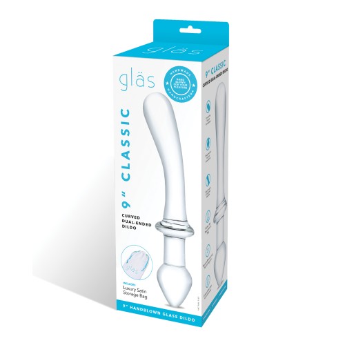 Glas 9" Classic Curved Dual Ended Dildo - Clear