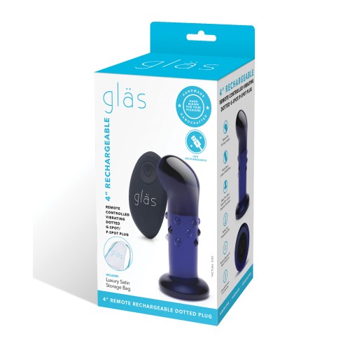 Glas 4 Inch Rechargeable Vibrating G Spot P Spot Plug Blue