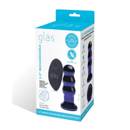 Glas 3.5 Inch Rechargeable Vibrating Butt Plug Blue