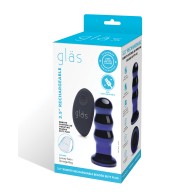 Glas 3.5 Inch Rechargeable Vibrating Butt Plug Blue