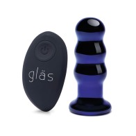 Glas 3.5 Inch Rechargeable Vibrating Butt Plug Blue