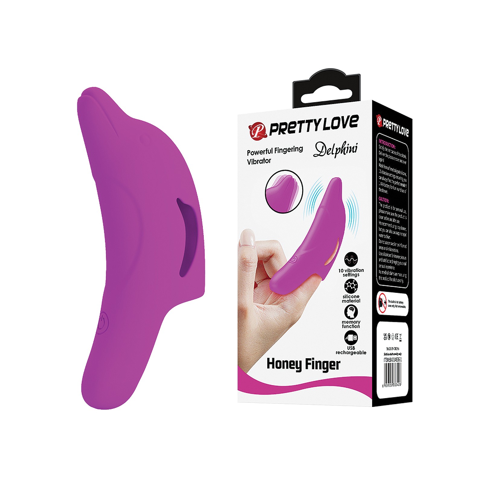 Pretty Love Delphini Dolphin Finger Vibe for Sensational Play