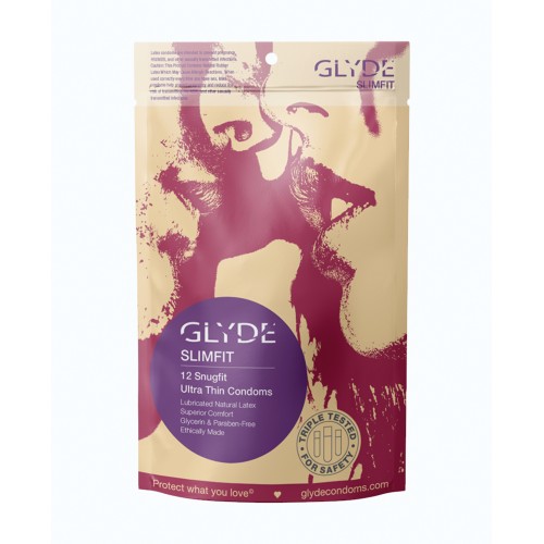 Glyde Slim Condoms - Pack of 12 for Comfort