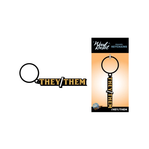 Wood Rocket They/Them Pronouns Keychain - Stylish Gift