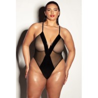 FETISH Finesse Soft Cup Teddy Vinyl Mesh Black 1X/2X