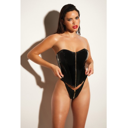 FETISH Rider Vinyl Bustier and Panty Set Black SM