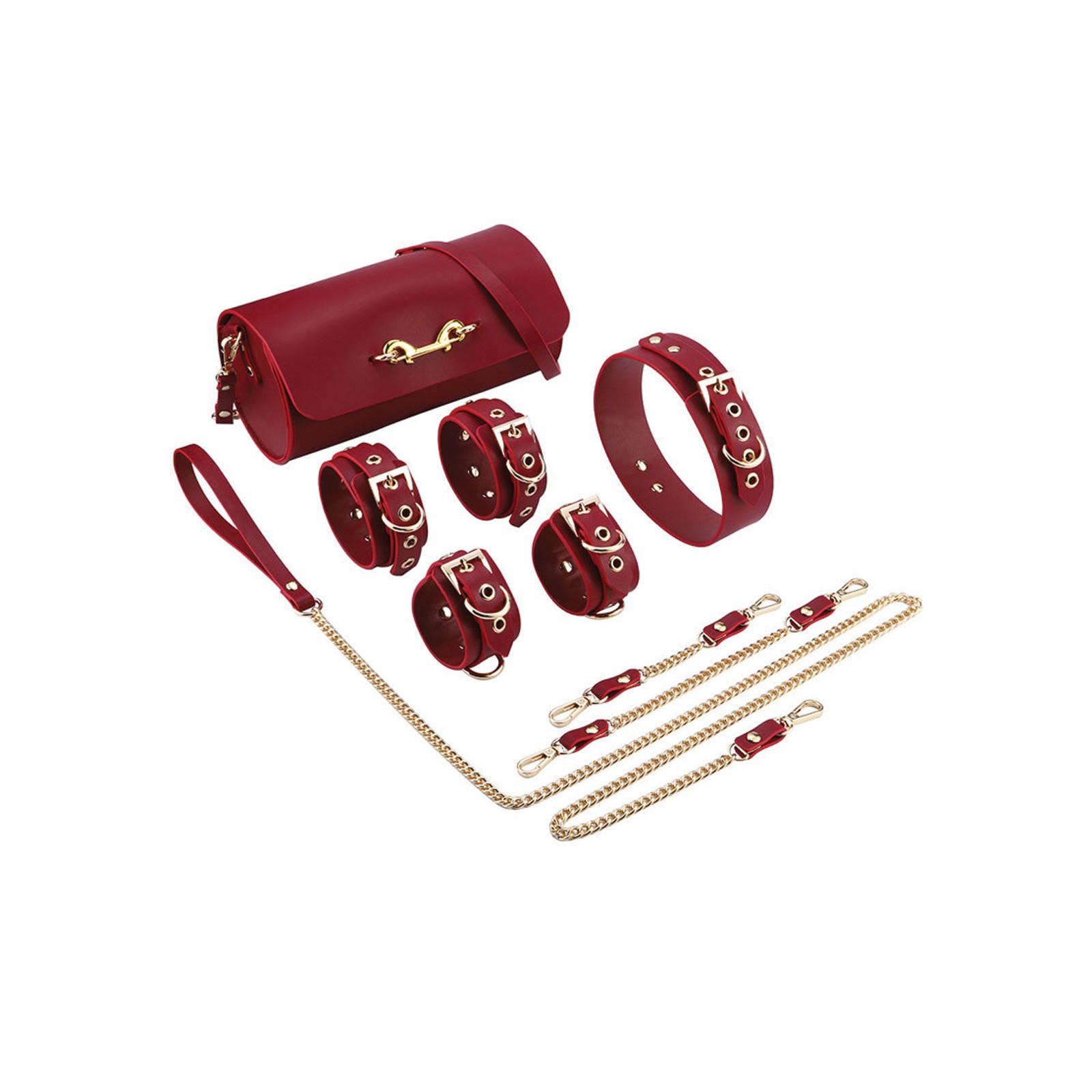 Kit de Restricción de Cuero Lujo Kinky Play Box Federico - Rojo