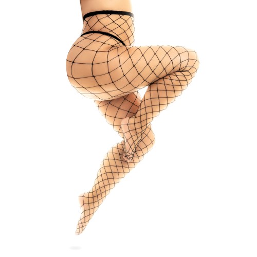 Fenced Net Pantyhose - Black