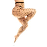 Fenced Net Pantyhose - Black