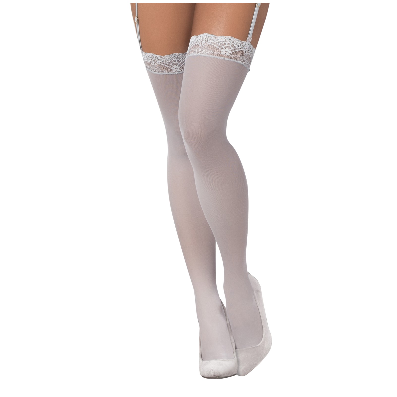 Shoreline Grey Mesh Thigh Highs