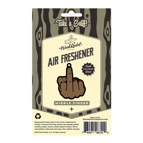 Brown Middle Finger Air Freshener with Cologne Scent