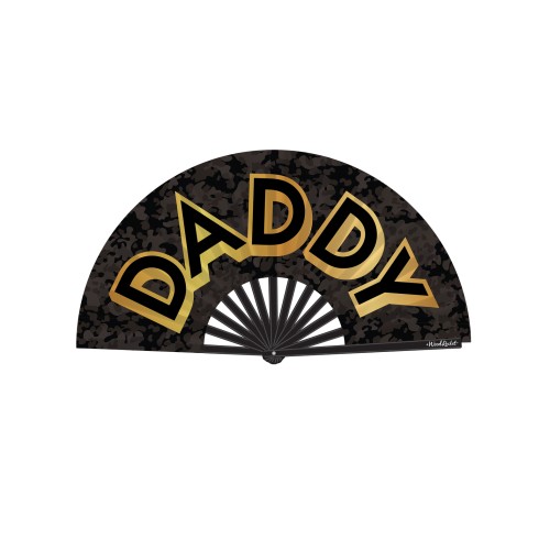 Abanico Daddy de Madera Negra y Dorada