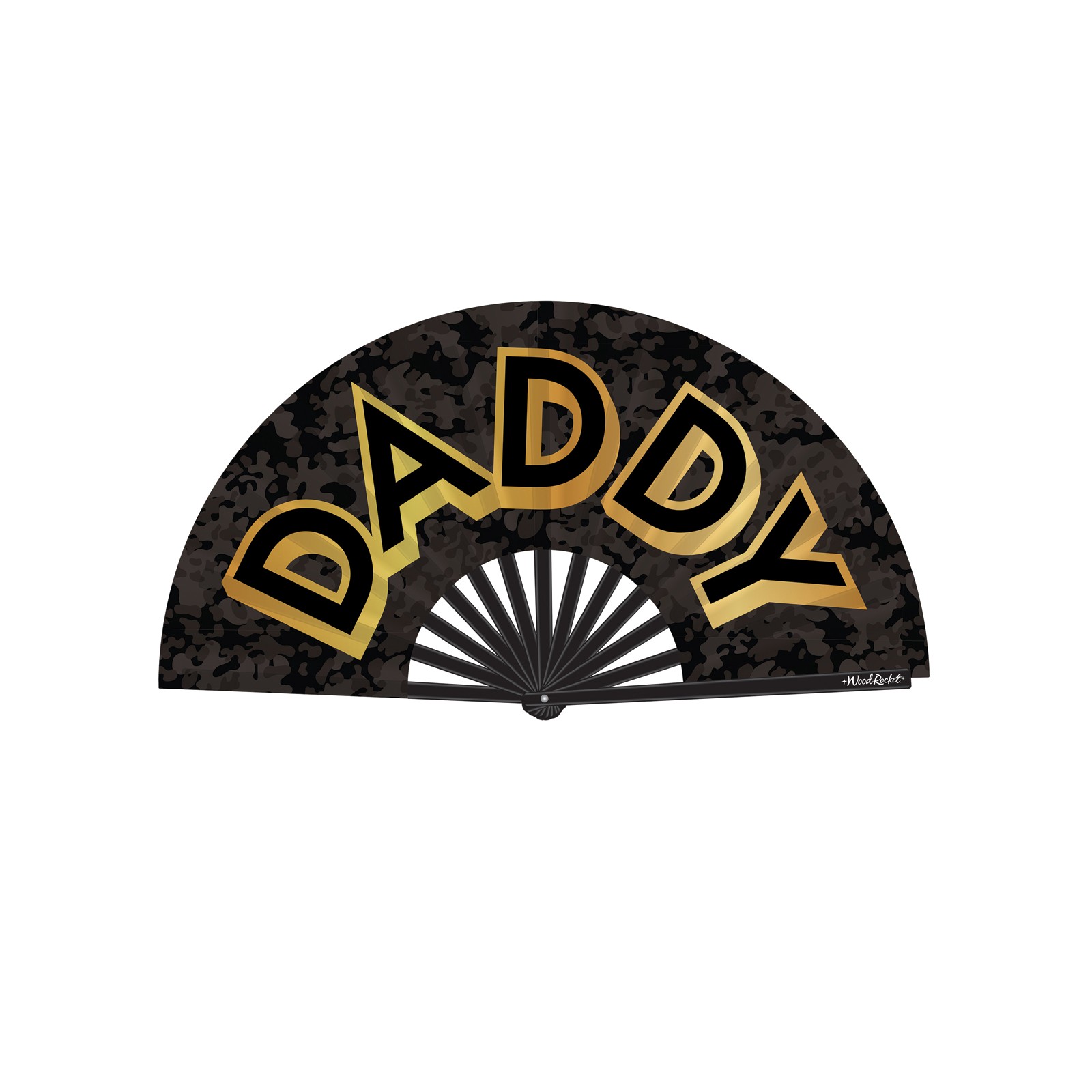 Abanico Daddy de Madera Negra y Dorada