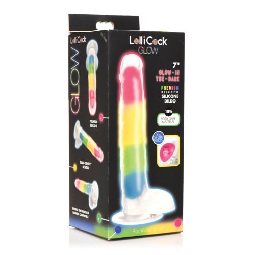 Curve Toys Glow in the Dark Dildo with Balls - Rainbow