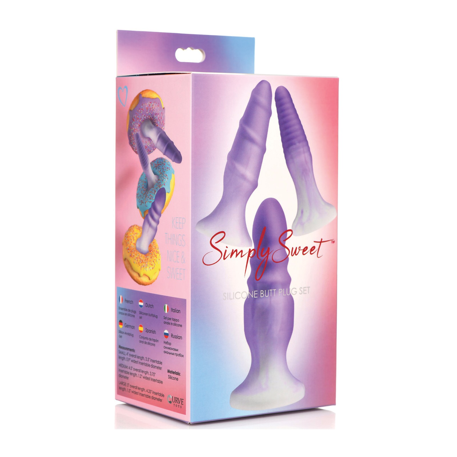 Set de Plug Anal de Silicona Simply Sweet de Curve Toys Morado