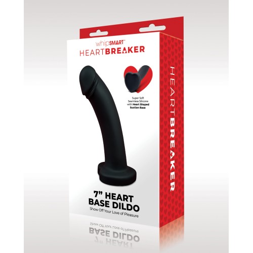 Dildo Heartbreaker de 7" con Base en Forma de Corazón - Negro/ Rojo