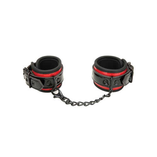 WhipSmart Heartbreaker Deluxe Buckle Love Cuffs - Black/Red