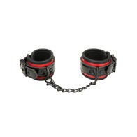 WhipSmart Heartbreaker Deluxe Buckle Love Cuffs - Black/Red