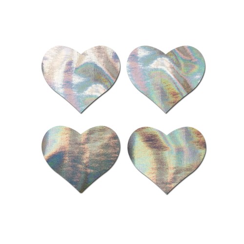 Pastease Premium Petites Holographic Heart Nipple Pasties - Silver