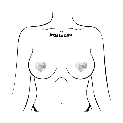 Pastease Premium Petites Holographic Heart Nipple Pasties - Silver