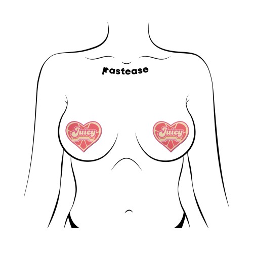 Pastease Premium Retro Heart - Juicy Pink Grapefruit Nipple Pasties