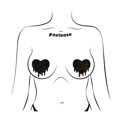 Pastease Premium Melty Heart Nipple Pasties Black