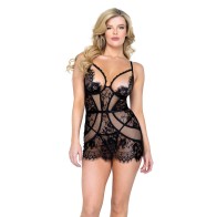 Conjunto de Chemise de Encaje Femme Fatale