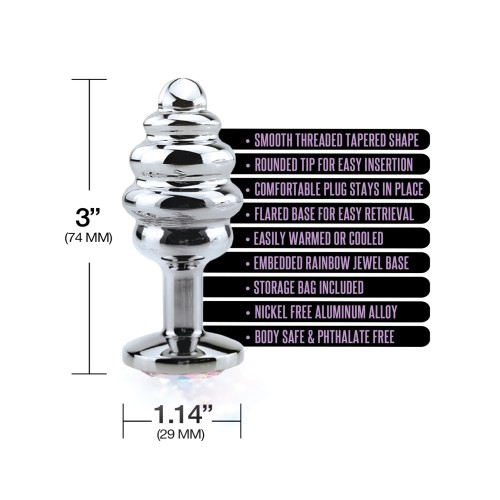 Nixie Ribbed Metal Butt Plug - Small