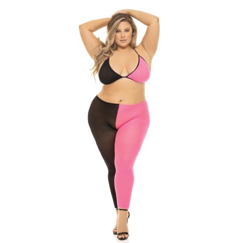 Pink Lipstick Block You Out Bra and Legging Set Queen Size