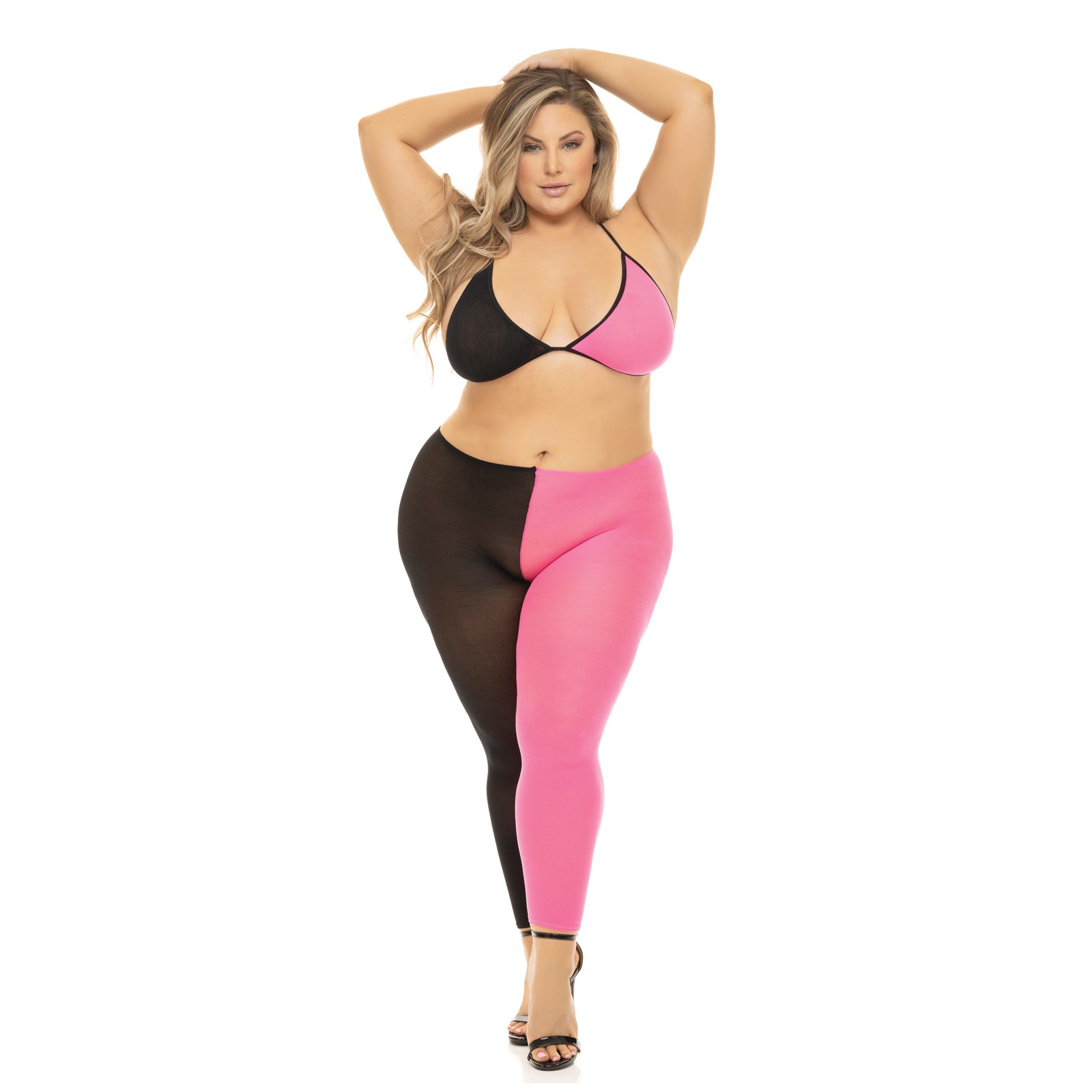 Pink Lipstick Block You Out Bra and Legging Set Queen Size