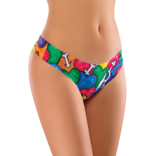 Mememe Pride Hearts Printed Thong LG