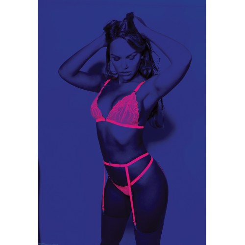 Euphoria Neon Bra Garterbelt Panty Pink Set