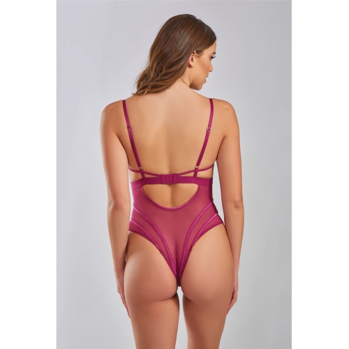 Quinn Cross Dyed Lace Teddy - Wine LG