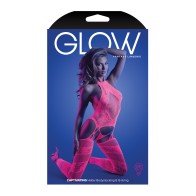 Glow Captivating Halter Bodystocking & G-String Neon Pink O/S