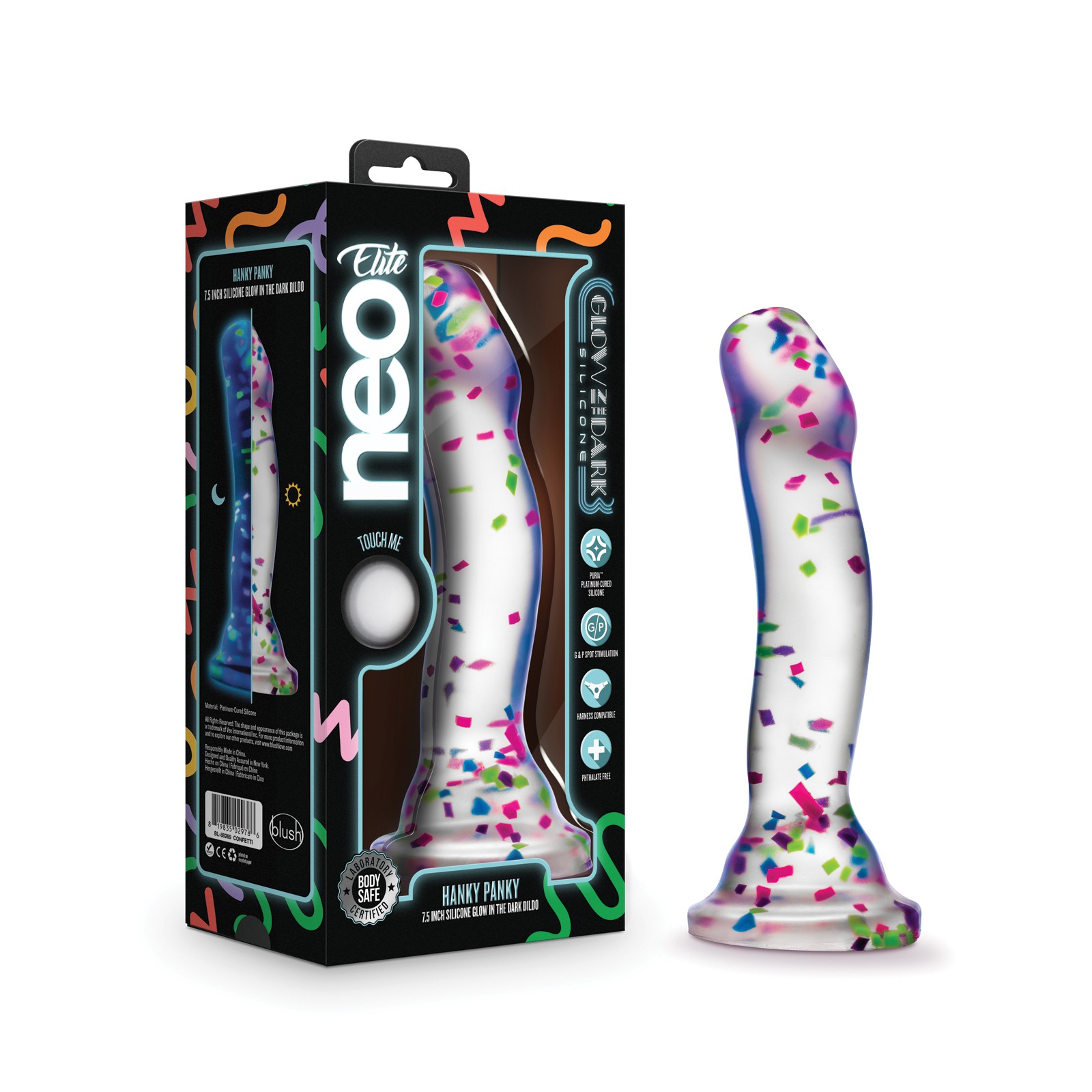 Dildo Hanky Panky Brilla en la Oscuridad con Confeti