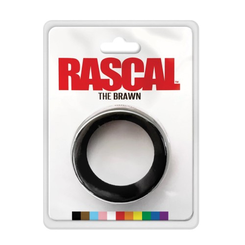 Anillo para el Pene Rascal Brawn de Silicona Negro - Rendimiento Mejorado