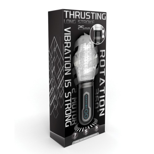 Thrusting, Vibrating & Rotating Oral Sex Masturbator - Black