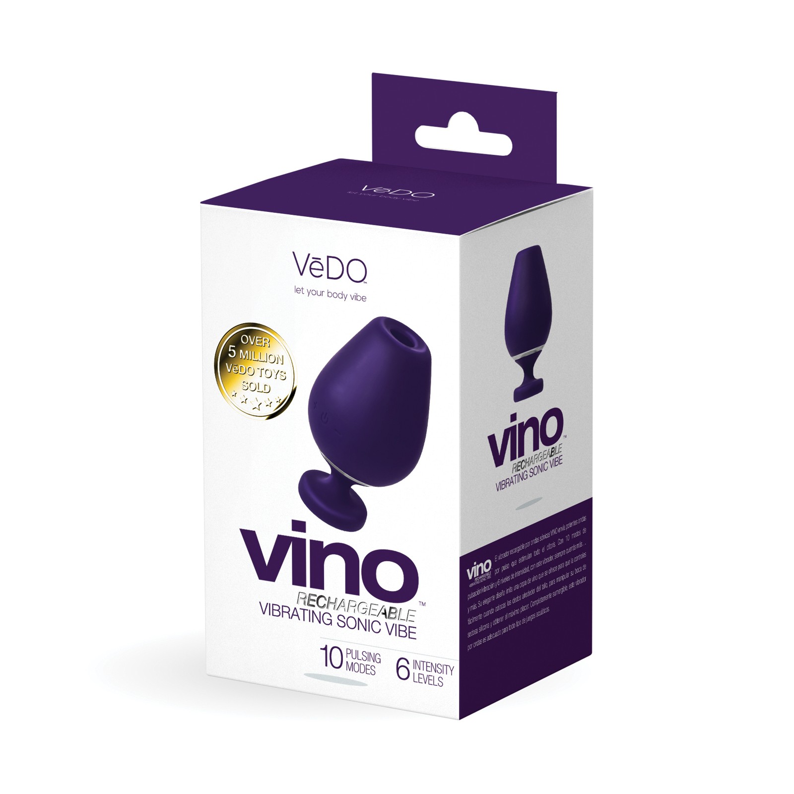 VeDO Vino Vibrador Sónico Recargable Púrpura - Estimulación Clitorial Definitiva