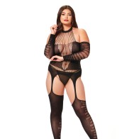 Halter Body Stocking Jumpsuit Black QN