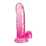 King Cock Clear 7" Dildo with Balls - Pink