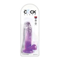 King Cock Clear 7 Inch Cock with Balls Purple