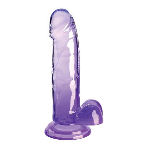 King Cock Clear 7 Inch Cock with Balls Purple