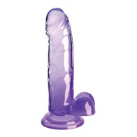 King Cock Clear 7 Inch Cock with Balls Purple